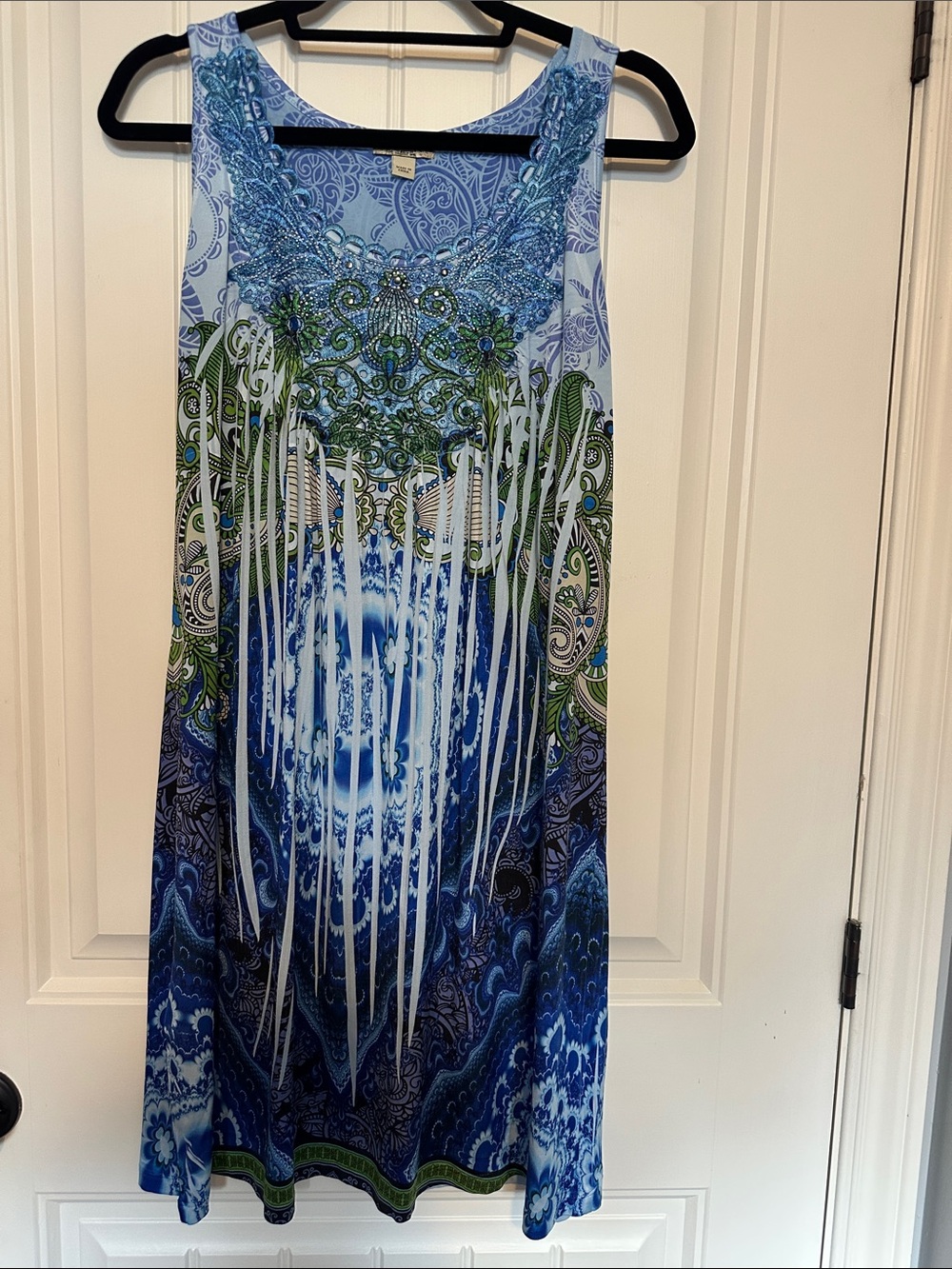 ONE WORLD Light Blue & Blue Paisley Print Maxi Dress